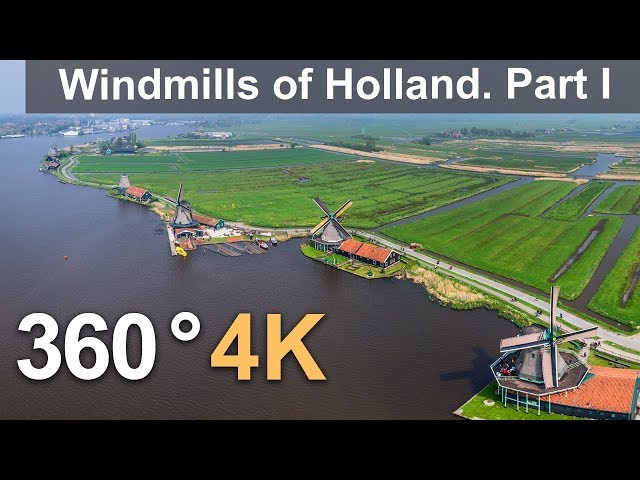 360°, Holland. Windmills, Part I. 4К aerial video