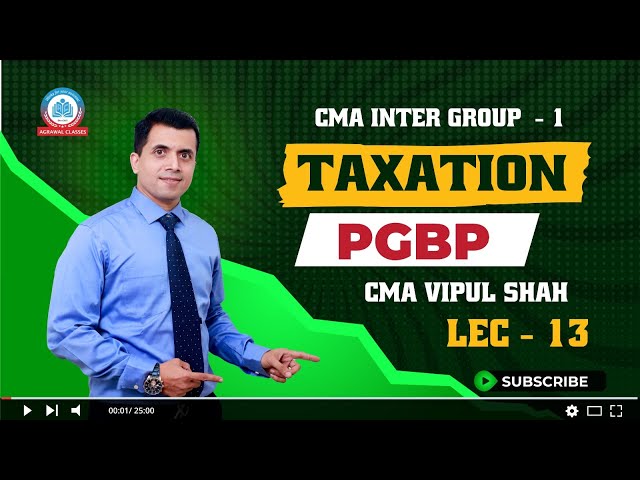 CMA INTER TAXATION | G1 | LECTURE - 13 PGBP | BY CMA VIPUL SHAH |