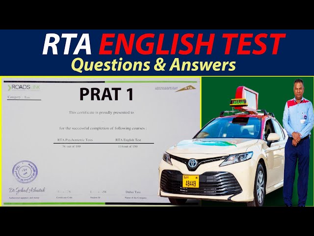 RTA ENGLISH TEST 2025  PART 1/Questions and answer /RTA English Test/Dubai RTA English Test