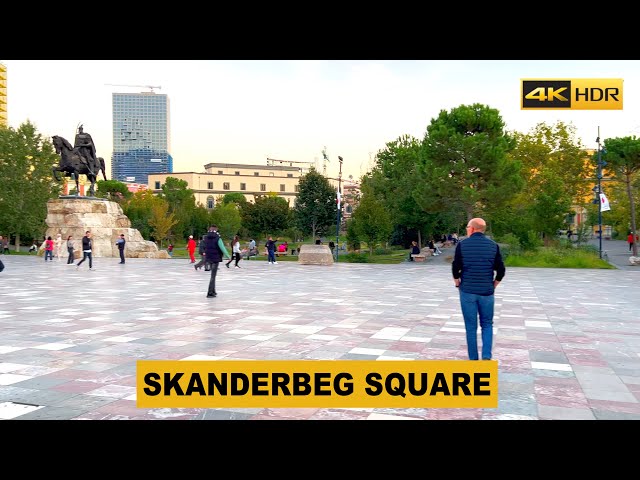 Sheshi Skënderbej Tiranë ,Skanderbeg Square Tirana // English Subtitles // 4K HDR