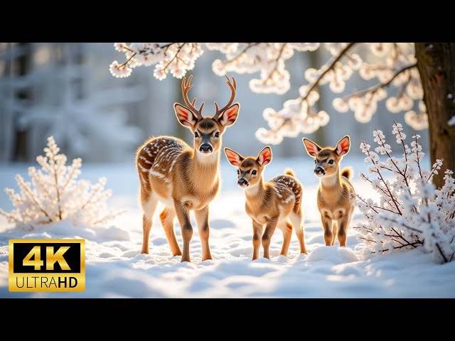 Breathtaking Winter Wildlife In 4K Ultra HD | Beautiful Animals & Snowy Landscapes (Dynamic Colors)