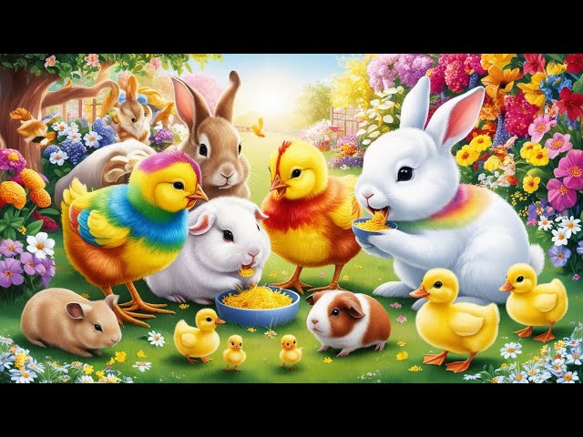 Catch cute chickens, colorful chickens, rainbow chickens, rabbits, cute cats, ducks, guinea pigs