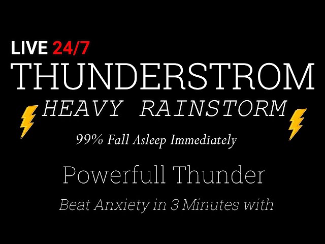 🔴Best heavy rain and thunder sounds for relaxation - Soothing rain sounds for sleep | Black Screen