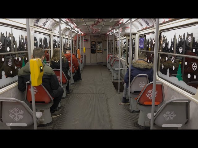 Riding inside the Christmas decorated tram T3 6921