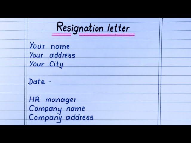 Resignation letter for Company