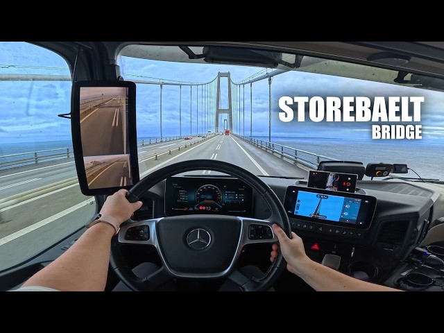 POV Girl Truck Driving 👧 /// The Great Belt Bridge by Mercedes Actros L1953 🚚