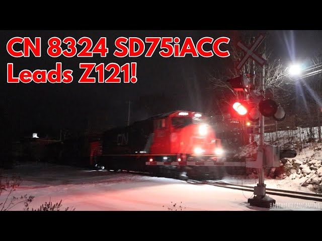 My First SD75iACC! CN 8324 Leads Z121 at Shore Drive Level Crossing, Bedford, NS.