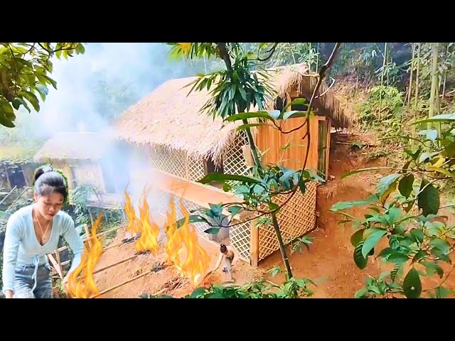 How to use fire to prevent termites for wooden houses | Building a yard on sloping land