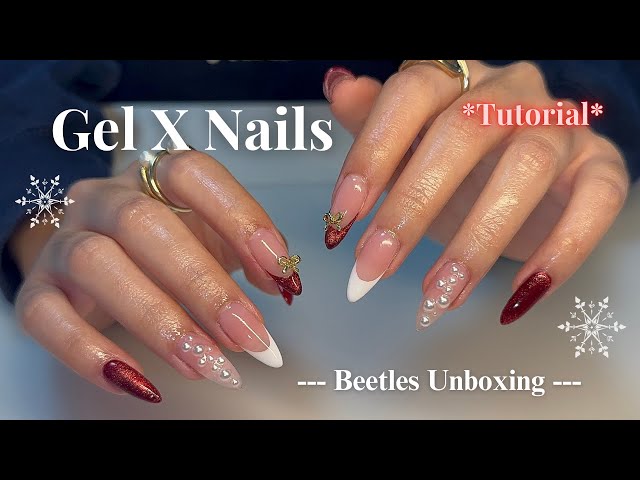 Watch me do a Gel X Set ‧🎄✩ ₊˚🦌⊹♡ | Beetles Unboxing + Tutorial