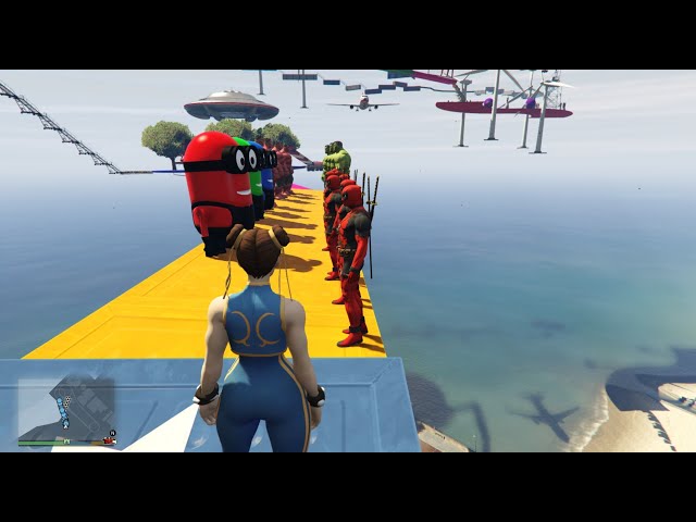 ✅GTA-5 Epic Ragdoll CHUN-Li VS RED MINION VS GREEN MINIONS✅✅✅