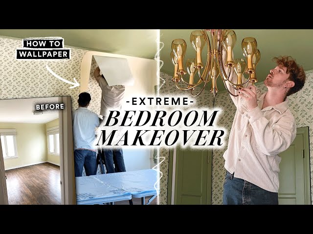 GUEST BEDROOM MAKEOVER! *Wallpaper Everywhere & Vintage Accents* PART 1