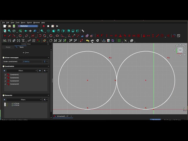 Box between circles (problem solved with FreeCAD)