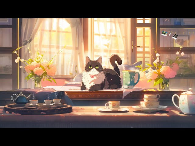 Lofi With My Cat || Spring Morning 🌸😸 Lofi hip hop - lofi beats 🎵🌱 work/ study/ relax