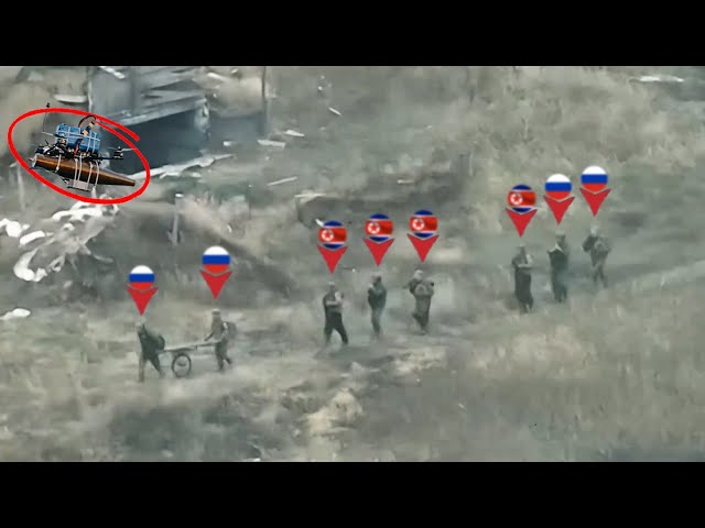 Ukrainian FPV drone mercilessly take out North Korean and Russian marines in shock assault in Kursk