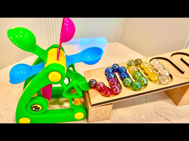 【marble run asmr】マーブルラン ☆ 木製ウェーブスロープ ☆ ダンプカー ☆ 水車 ☆