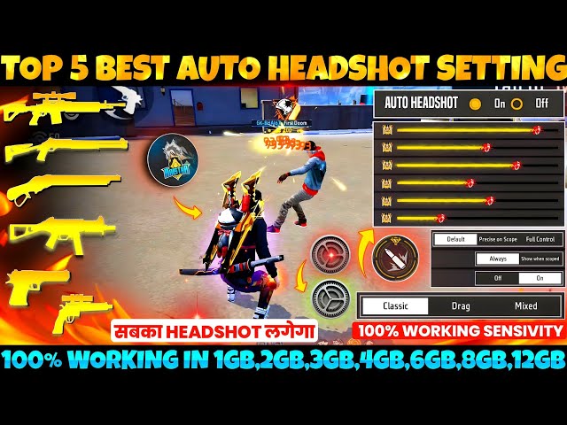 Free Fire Max Auto Headshot Trick 2025 Sensitivity Setting | 2gb, 4gb, 6gb Ram Headshot Sensitivity