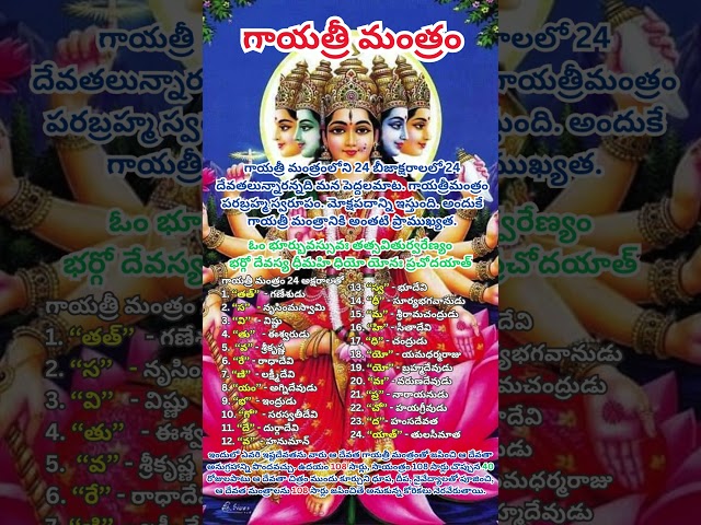 Gayatrai Mantram 24 letters - గాయత్రీ మంత్రం 24 బీజాక్షరాలలో #ytshorts #reels #telugu #devotional