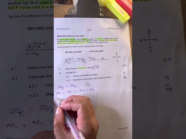 Grade 12’s Conservation of linear momentum Q&A (solution)