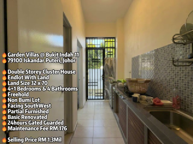 🔥Garden Villas @ Bukit Indah 11 Double Storey Cluster Endlot 32x70 Renovated Furnished G&G