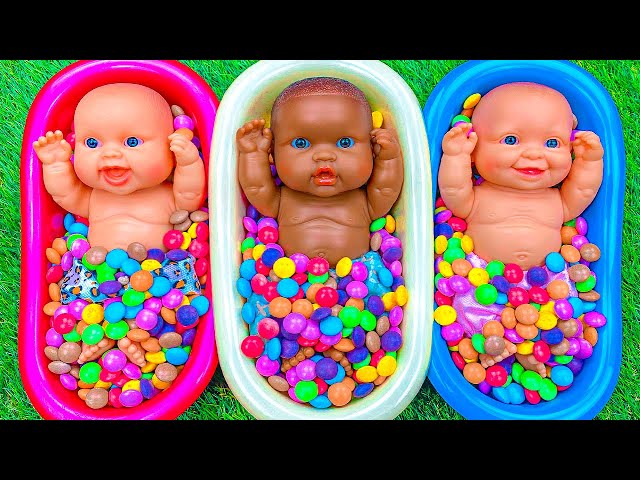 9 Minutes Satisfying Video | Mixing Funny Candy ASMR & Make Up in 3 Bathtubs with Magic M&M's Slime