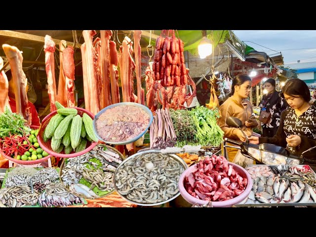 Market in City Fresh Vegetables, Fruits, Fish, Meat, Chicken, Pork, and Seafood at Reasonable Prices