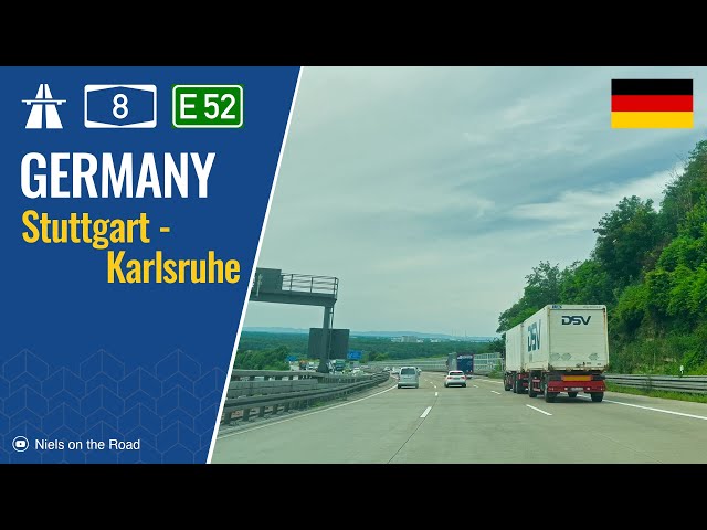 Driving in Germany: Autobahn A8 E52 from Stuttgart to Karlsruhe