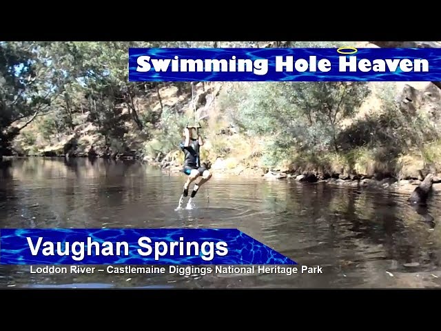 Epic rope swing swim in the Loddon River at Vaughan Springs in Victoria, Australia