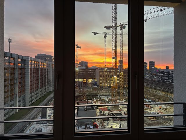 Berlin Sunset Serenity 🌇 | Cozy City Views with Trains & Construction Ambience 🚂🏗️