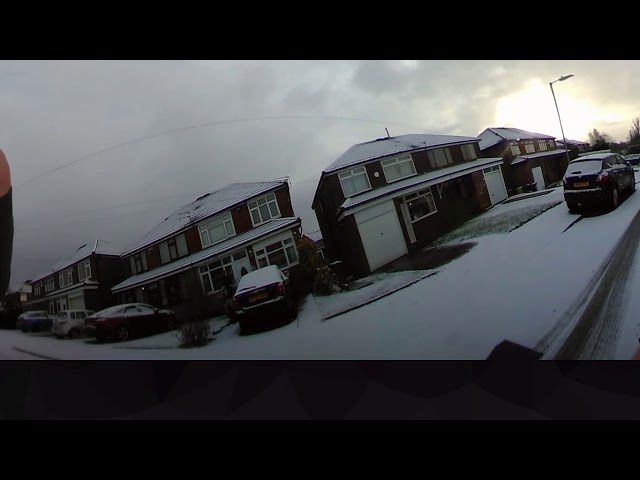 360 fly video of walk through snow in Caldbeck Drive Farnworth Bolton England December  2017