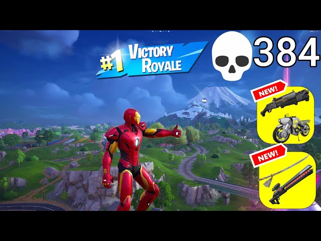 384 Elimination IRON MAN Solo Vs Squads "Zero Build" Gameplay Wins (Fortnite chapter 6 PC)