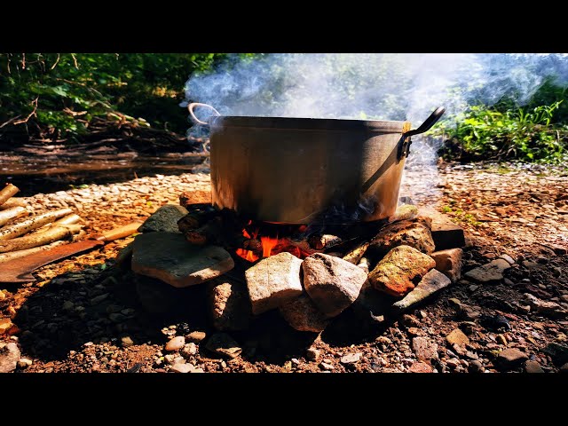 Authentic, Louisiana Crawfish Boil. Cooked in rural England, Stream side, over a wood fire..  #SRP