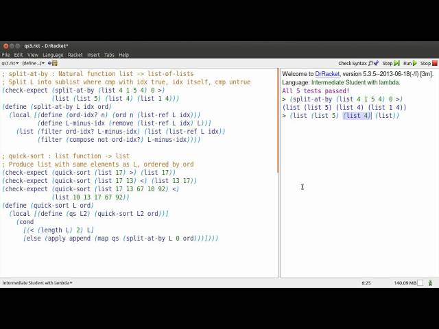 racket sorting video --- quicksort