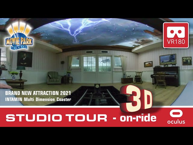 WOW 😱 Movie Park STUDIO TOUR in 3D - VR Roller Coaster VR180 3D onride 3D POV #vr180 #rollercoaster