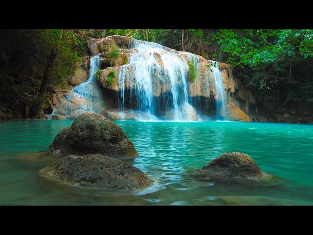 Soothing Headache, Migraine, Pain and Anxiety Relief - Gentle Waterfall, Open Heart Music, Helios 4K