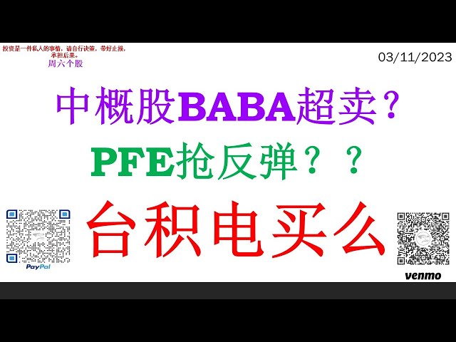 中概股BABA超卖？PFE抢反弹？？台积电买么