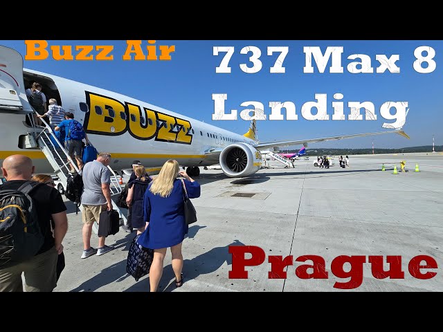 Buzz Air Boeing 737 Max 8 Prague Landing - Passenger View - 4K 60fps