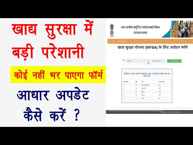 Khadya Suraksha form update खाद्य सुरक्षा फॉर्म नहीं भरे जा रहें |khadya Suraksha form Aadhar update