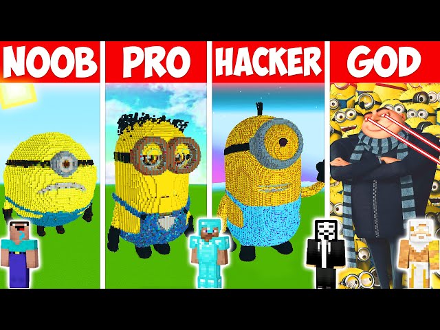 Minecraft MINION STATUE BUILD CHALLENGE - NOOB vs PRO vs HACKER vs GOD | Animation