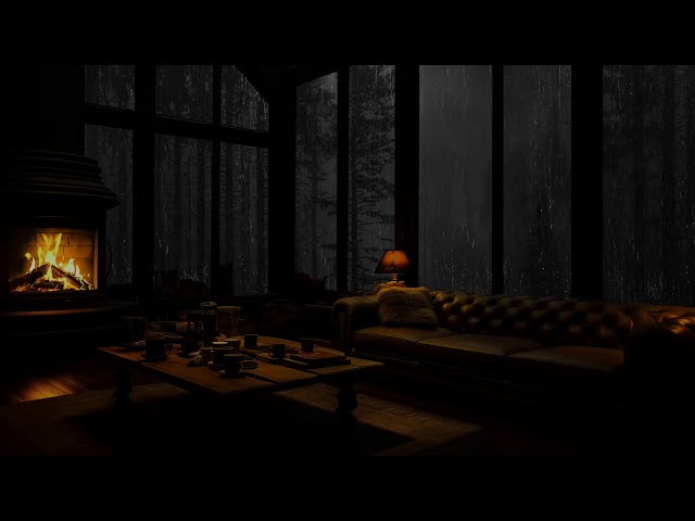 Deep Sleep with Rain and Fireplace Sounds – Cozy Cabin Ambience for Relaxation | White Noise