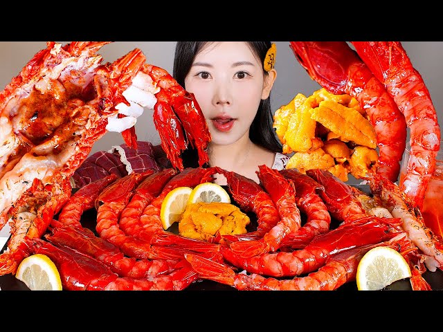 예쁘고 비싸고 맛있고😭 카라비네로 새우회, 구이 성게알 먹방 Carabinero Shrimp [eating show] mukbang korean food