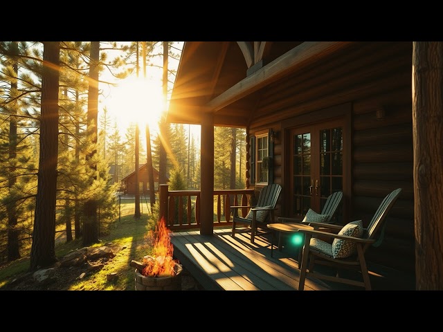 Cozy Villa at Pine Forest with Campfire Crackling Sounds 🔥 Fireplace for Relax, Study & Sleep