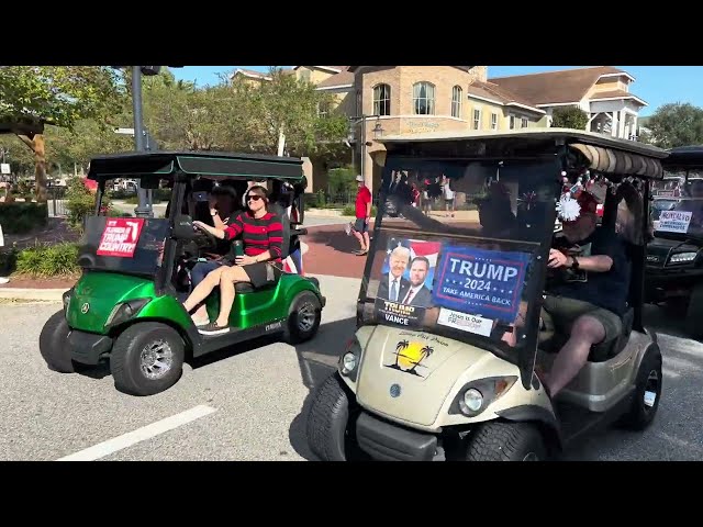 Trump golf cart parade and MAGA rally Brownwood Paddock Square The Villages, FL