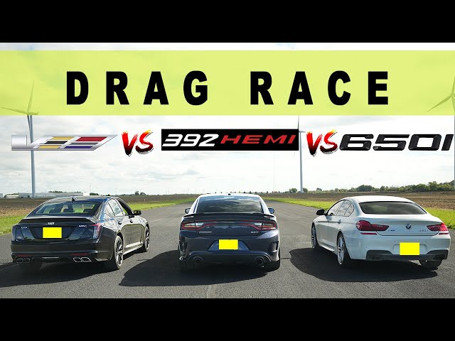 2022 Cadillac CT5-V vs Dodge Charger SRT 392 vs BMW 650i XDrive. Drag and Roll Race.