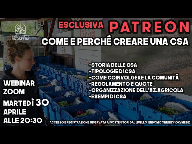 Come e perché creare una CSA - Estratto FOCUS PATRONS