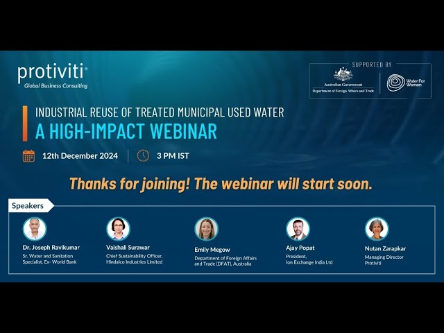 Industrial Reuse of Treated Municipal Used Water: A High Impact Webinar