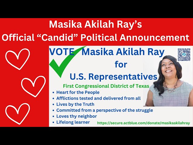 VOTE for Masika Akilah Ray for U.S. Representative First Congressional District of Texas #ButGod