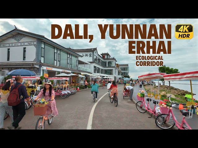 Cycling along China's most beautiful lake Erhai, Dali - Scenic Ride 4K - Yunnan