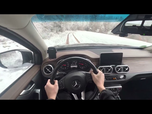 Mercedes X-Class POV - 4K HDR - Relaxing drive through a wintry forest