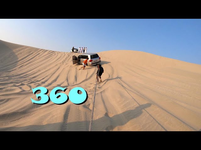 360Degree Winch recovery Toyota Landcruiser in sand Dunes in the Qatar Desert Inland Sea