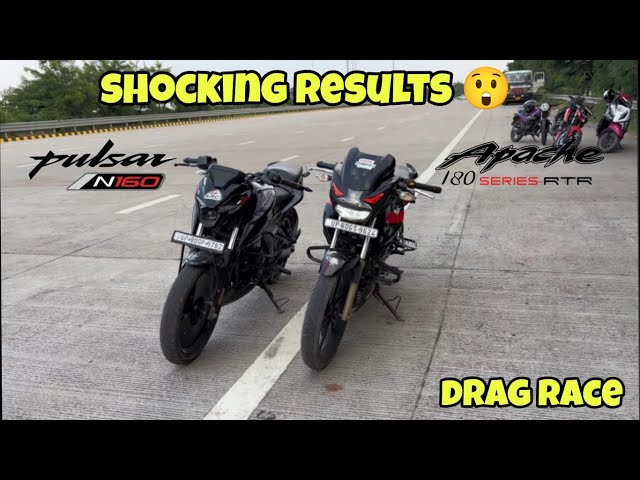 2024 Bajaj Pulsar N160 TVS Apache 180 2V | DRAG RACE |Shoching Result😱